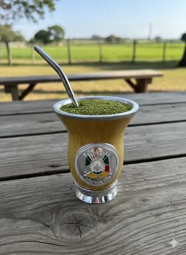 Cuia De Chimarrão Em Porongo Natural Com Bomba Inox