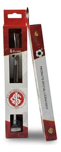 Bomba Chimarrao Em Inox Escudo Time Licenciado Gremio 23 Cm Prateado